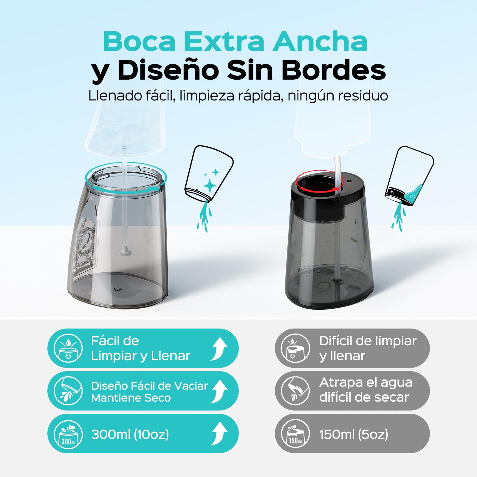 COSLUS C51 Irrigador Dental Bucal Portatil: 3 Modos y 18 Presión Ajustable -300ml IPX7 Irrigador Bucal Inalámbrico para Ortodoncia/Encías Sensibles -Limpieza Dientes de Hogar Viaje - 4 Boquillas Negro