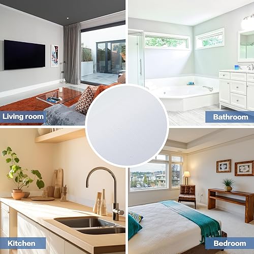 Miniatura 5 de WADILE Papel tapiz de grano de madera blanca, marco de espejo extraíble, impermeable, despegar y pegar, decoración de bordes autoadhesivo, adhesivo