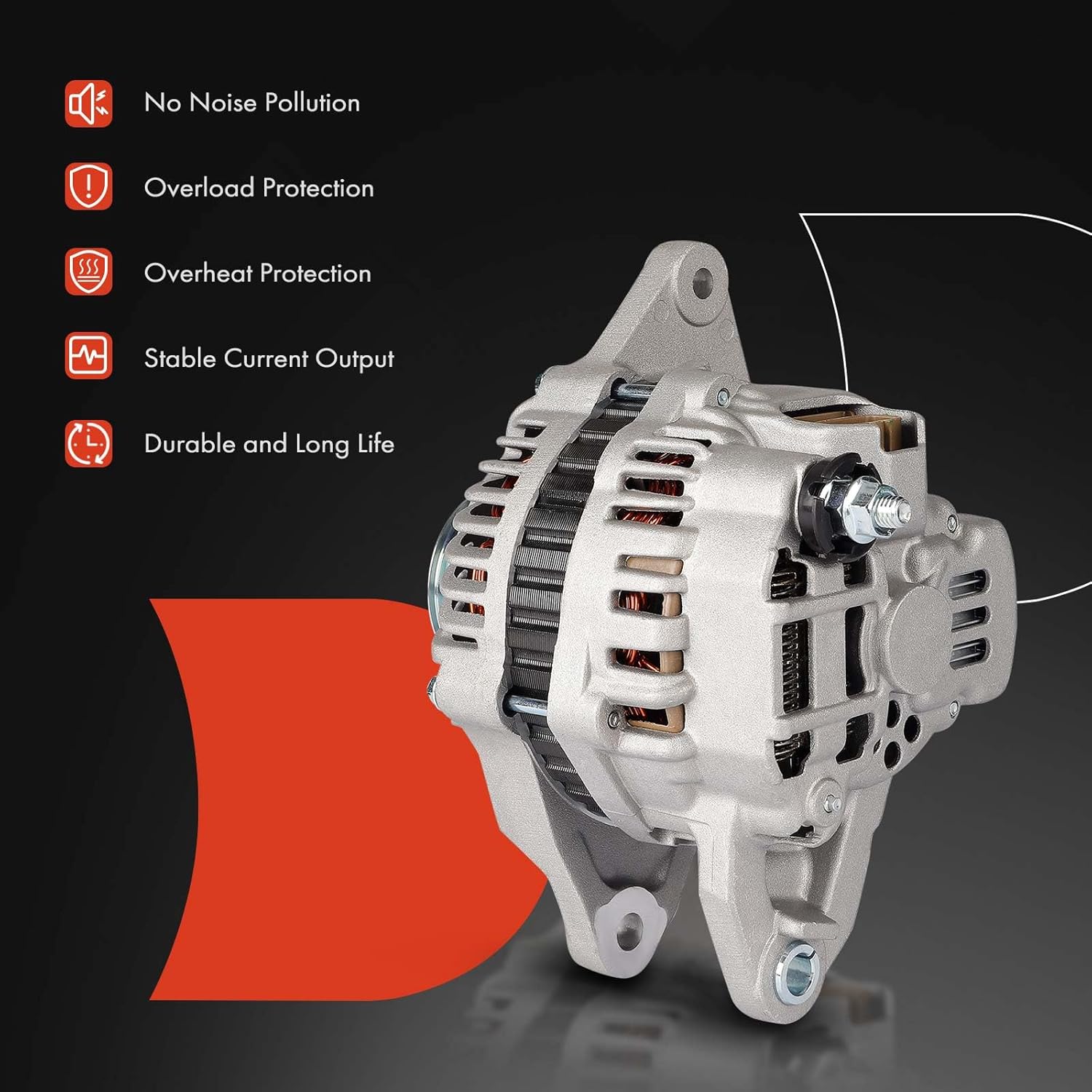 A-Premium Alternator Compatible with Mitsubishi Mirage 2014-2015 1.2L, 12V 85A 6-Groove Pulley Clockwise, Replace# 1800A316, A005TG2691