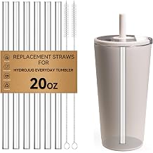 Straws Compatible with HydroJug Everyday Tumbler 20 oz, Clear Tritan Replacement Straw For Hydro Jug 20oz Cups, Hard Plastic Drinking Straws with Cleaning Brush, BPA Free,Dishwasher Safe 6 Pack