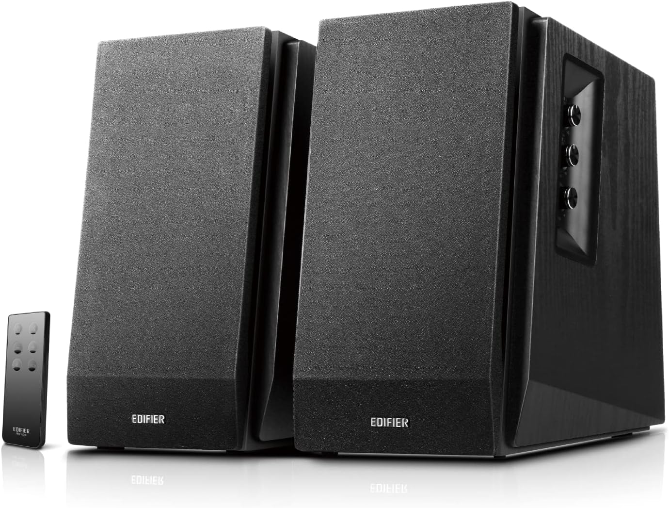 R1700BT Bluetooth Bookshelf Speakers - Active Near-Field Studio Monitors - Powered Speakers 2.0 Setup Wooden Enclosure - 66w RMS Black