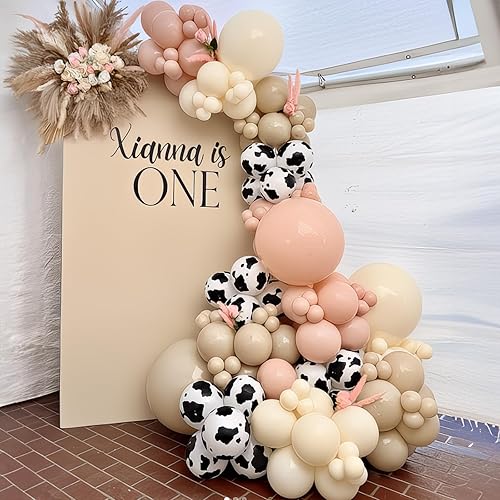 Miniatura 4 de Globo de vaquera con estampado de vaca para fiesta de estilo retro, color rosa, marrón, marrón, café, beige, arena, blanco, marfil, nude, retro, con