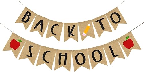 AnyDesign Cartel de regreso a clases, 2 paquetes, premontado, arpillera rústica, 118 pulgadas, color negro