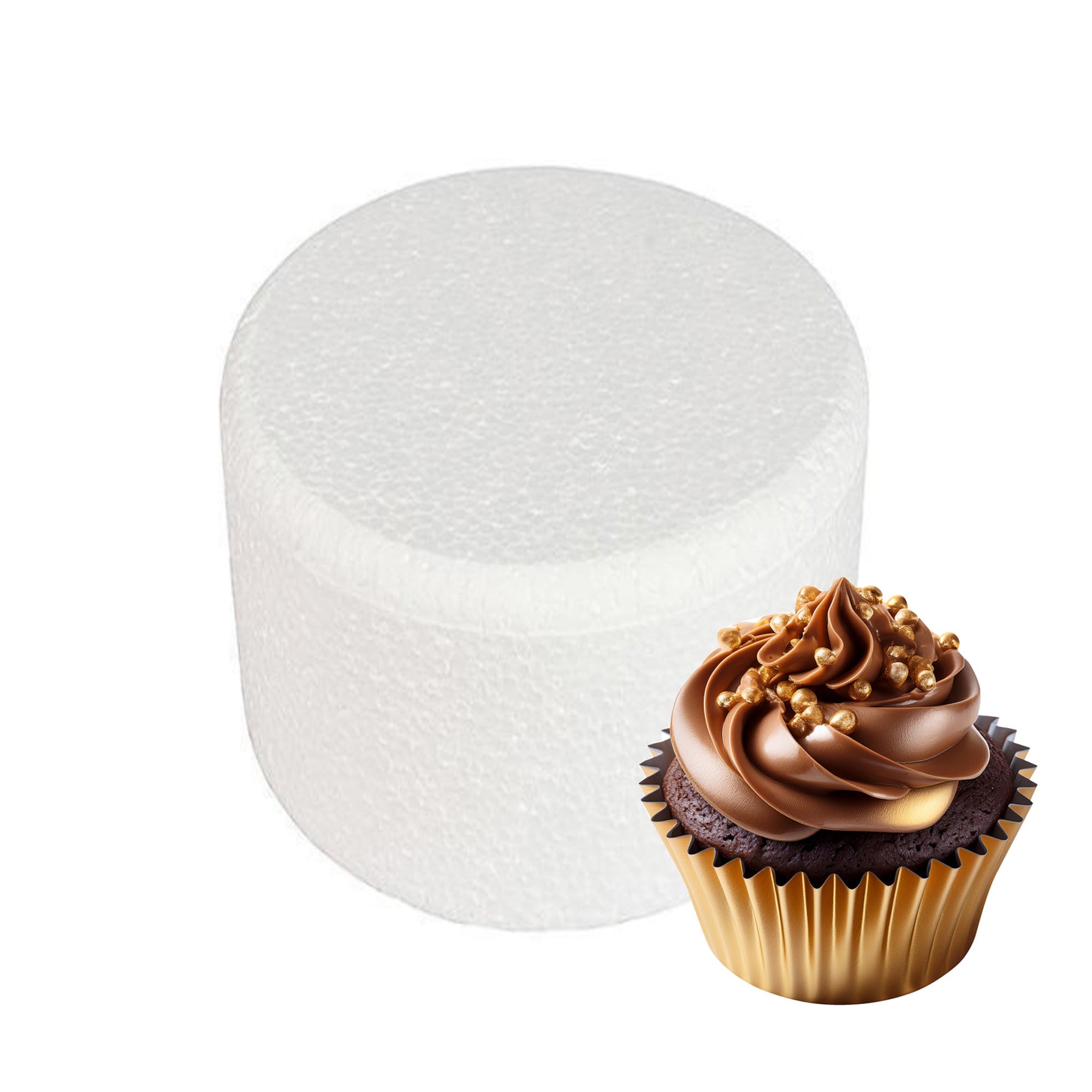 Culpitt 4" x 3" Round Cake Dummy, Bevelled Edge Cake Form, Practice Cake Decorating or Use for Creating Long-Lasting Displays, Smooth Polystyrene — image 1