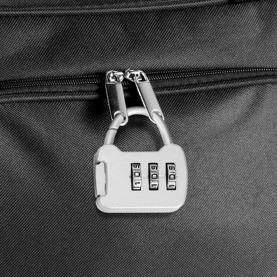 Image of QUIRA 3-Digit Combination Padlock,Security Lock, Resettable Code for Gym Lockers and Luggage (Silver)