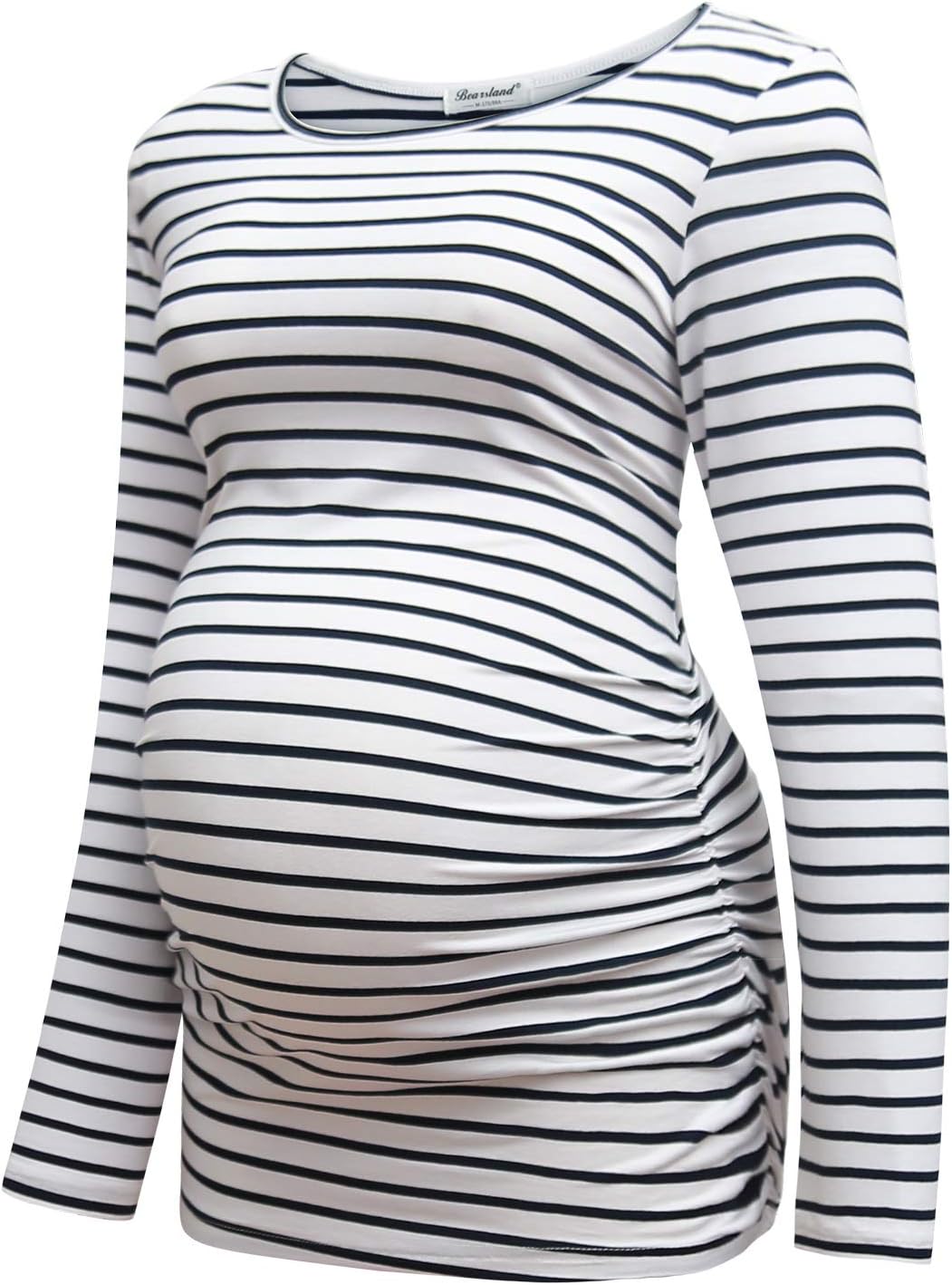 Bearsland Womens Maternity Long Sleeve Tshirt 3 Packs Classic Side Ruched Tee Top Mama Pregnancy Clothes - Image 6