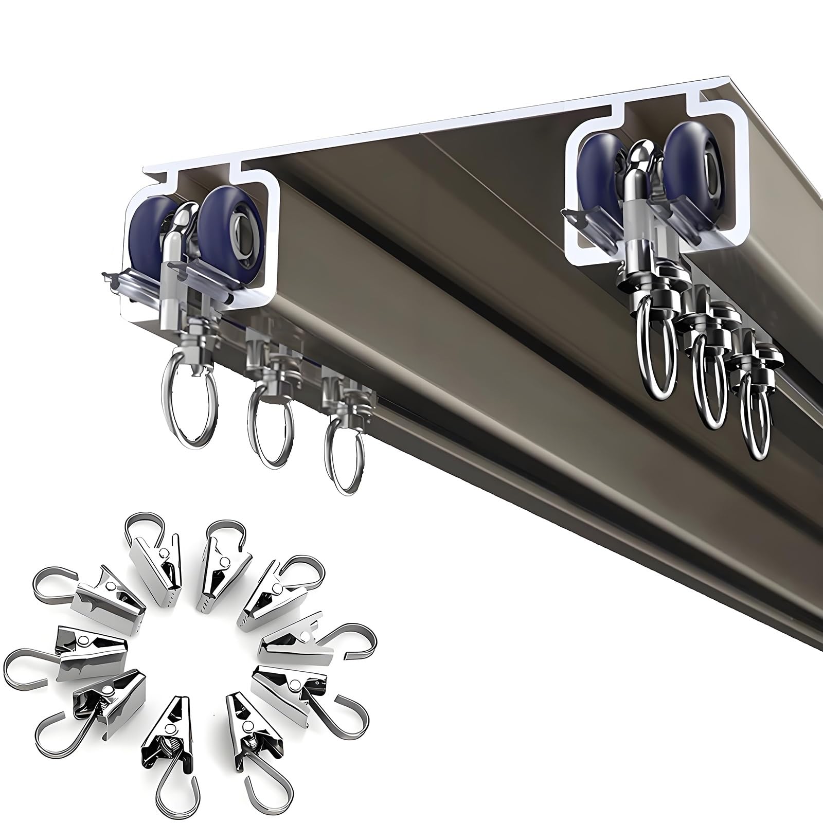 Rideaux double voie alu rail silencieux robuste pour salon et chambre