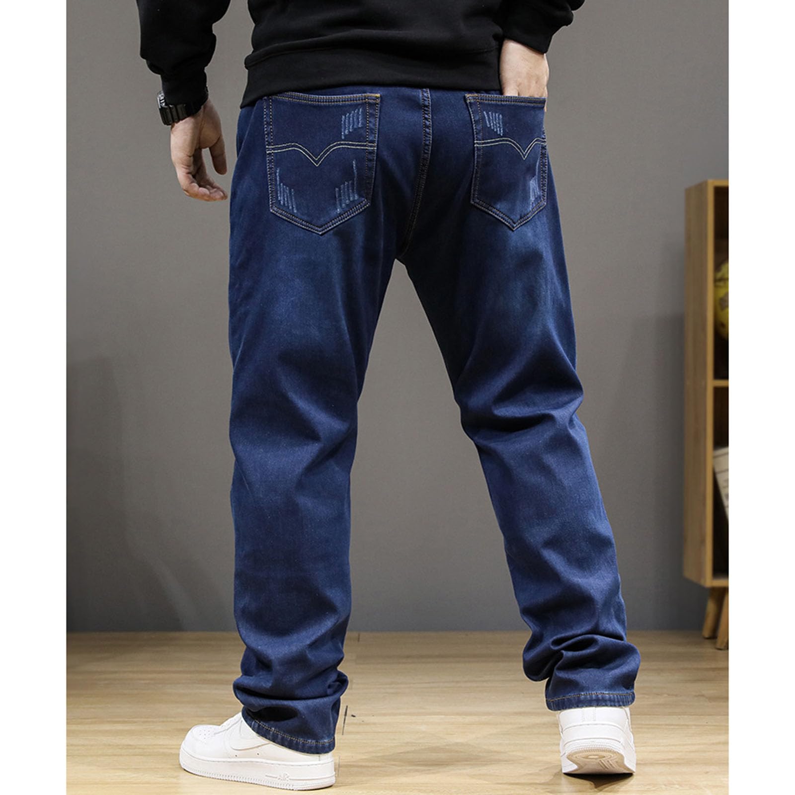 Übergröße Thermojeans Herren Thermohose Schneehose Gefütterte Winterhose Jogginghose Winterjeans Mit Fleece Gefüttert Hosen, Lange Freizeithose Männer Outdoorhose Arbeitshosen