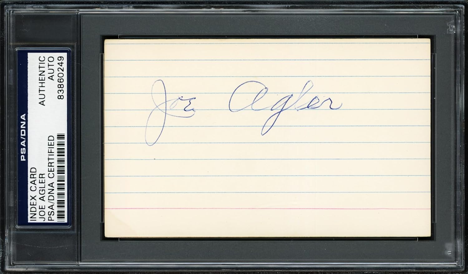 Joe Agler Autographed 3x5 Index Baseball Card PSA/DNA #83860249