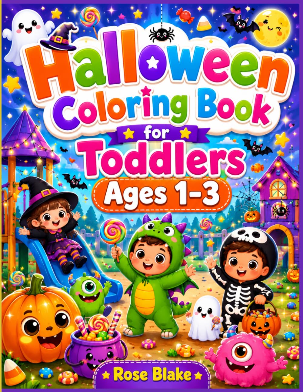 Halloween Coloring Book for Toddlers Ages 1-3: Big and Easy Coloring Pages with Cute Pumpkins, Friendly Monsters, Ghosts, Bats and Halloween Fun