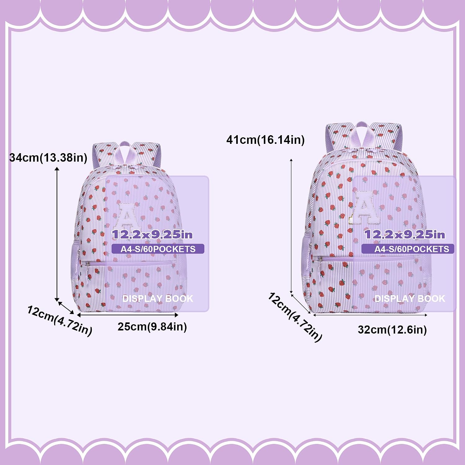 I IHAYNER Kids Backpack for School Travel & Daycare, Lightweight Preschool Elementary Backpack, Cute Pink Girl Bookbag with Initial, Personalized Gifts for Girls image 3