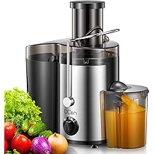 Qcen Juicer Machine, 500W Centrifugal Juicer Extractor with Wide Mouth 3&rdquo; Feed Chute for Fruit Vegetable, Easy to Clean, Stainless Steel, BPA-free (Black)
