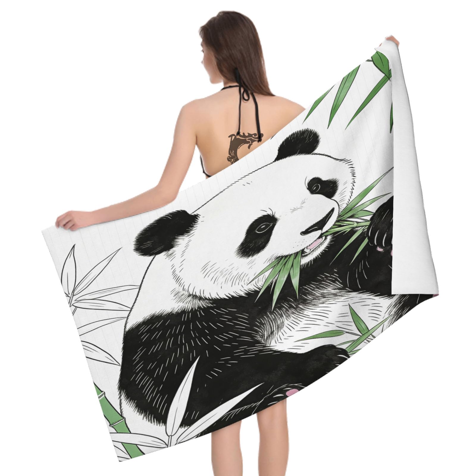 Leichong 3D Panda Beach Towel Large Microfiber Soft Quick Dry for Adults, Cute Animals Bath Towel Lightweight Soft Absorbent for Travel Swimming Pool Sports, 80 x 160 cm