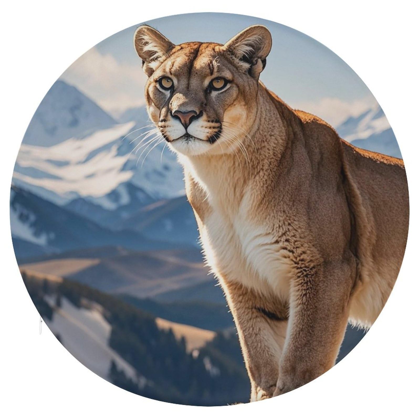 FekiLoot Panther & Mountain Lion Memory Foam Round Cushion, Soft Seat Cushion with Removable Cover, Fashion Decorative Cushion for Bedroom Sofa Kitchen Office, 15.3x6.3