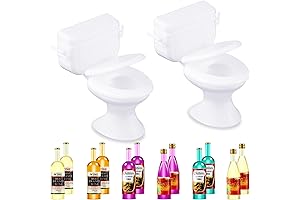 10-Piece Miniature Wine Bottles and Toilet Cake Topper for Miniature Parties and Dollhouse Decorations