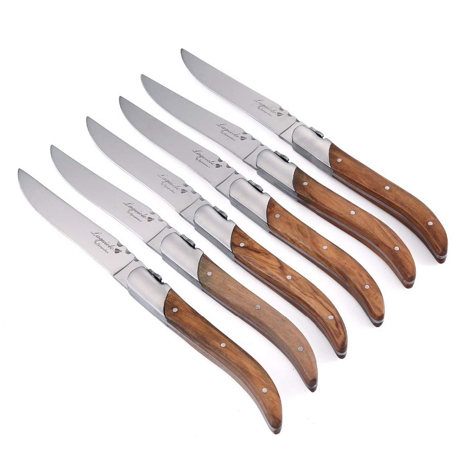 6/8 / 10PCS Cuchillo de carne Cuchillos de mesa Conjunto Cuchillo de cena de acero inoxidable Cuchillo de madera oliva Manija Flatware Cubiertos de Navidad (Color : 10 Pieces)