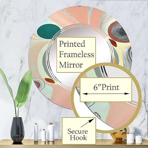 Miniatura 3 de DesignQ Mystic Terra Rosa Wisdom VI- Vanity Mirror, Bathroom Mirrors, Wall Mirrors for Living Room, Bedroom - Round Mirror - Large 24'x24', 32'x32'