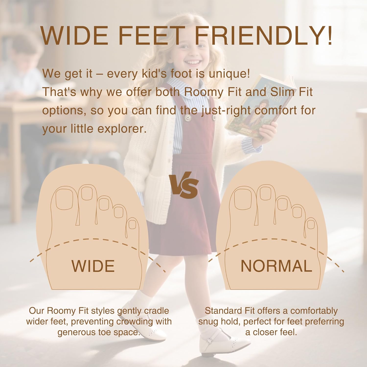 THEE BRON Girls T-Strap Shoes | Square Toe for Wide Feet | Party & Dress Toddler Kid - Image 4