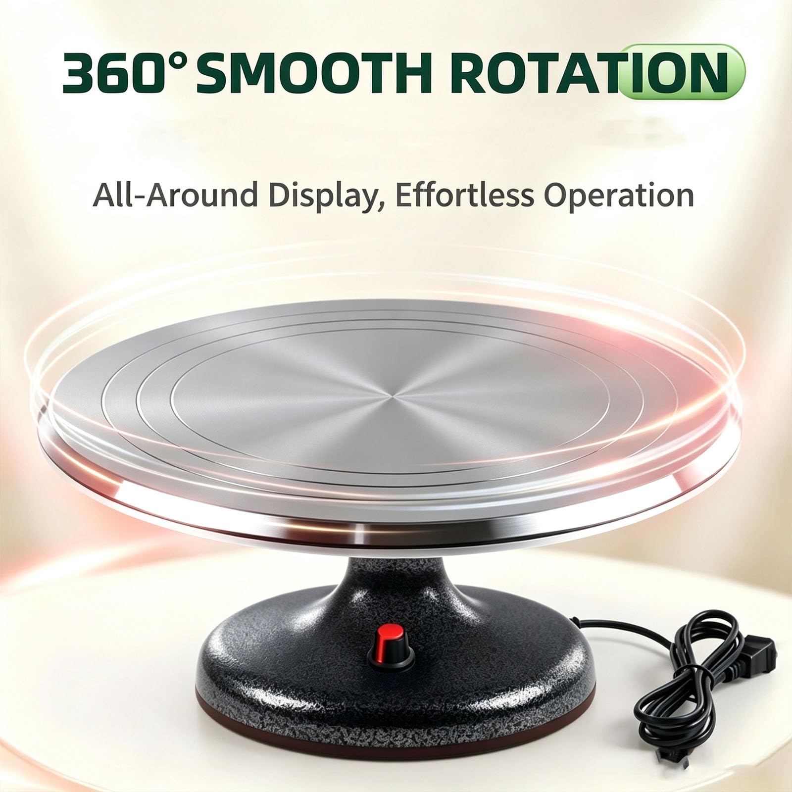 Piatto Girevole Elettrico Per Torte Da 30 Cm, Supporto Girevole Automatico Per Decorare Torte Con Base Appesantita, Funzionamento Silenzioso, Rotazione Stabile Per La Preparazione Di Dolci In