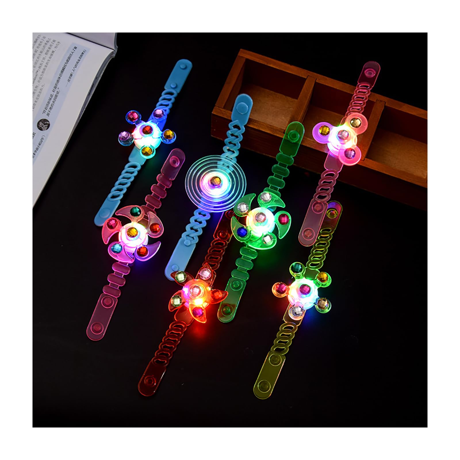 Amazon | キッズおもちゃ Led 光る指輪 ブレスレット 光る リング 