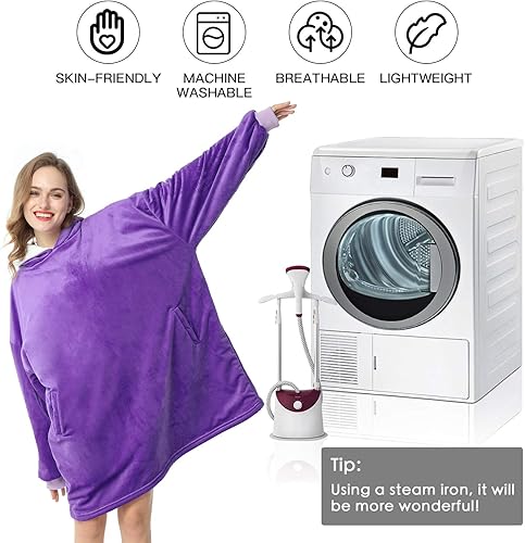 Vista 50 de LetsFunny Manta con capucha, manta de forro polar Sherpa de gran tamaño, súper suave, cálida y acogedora con bolsillo gigante, para mujeres, Aguacate