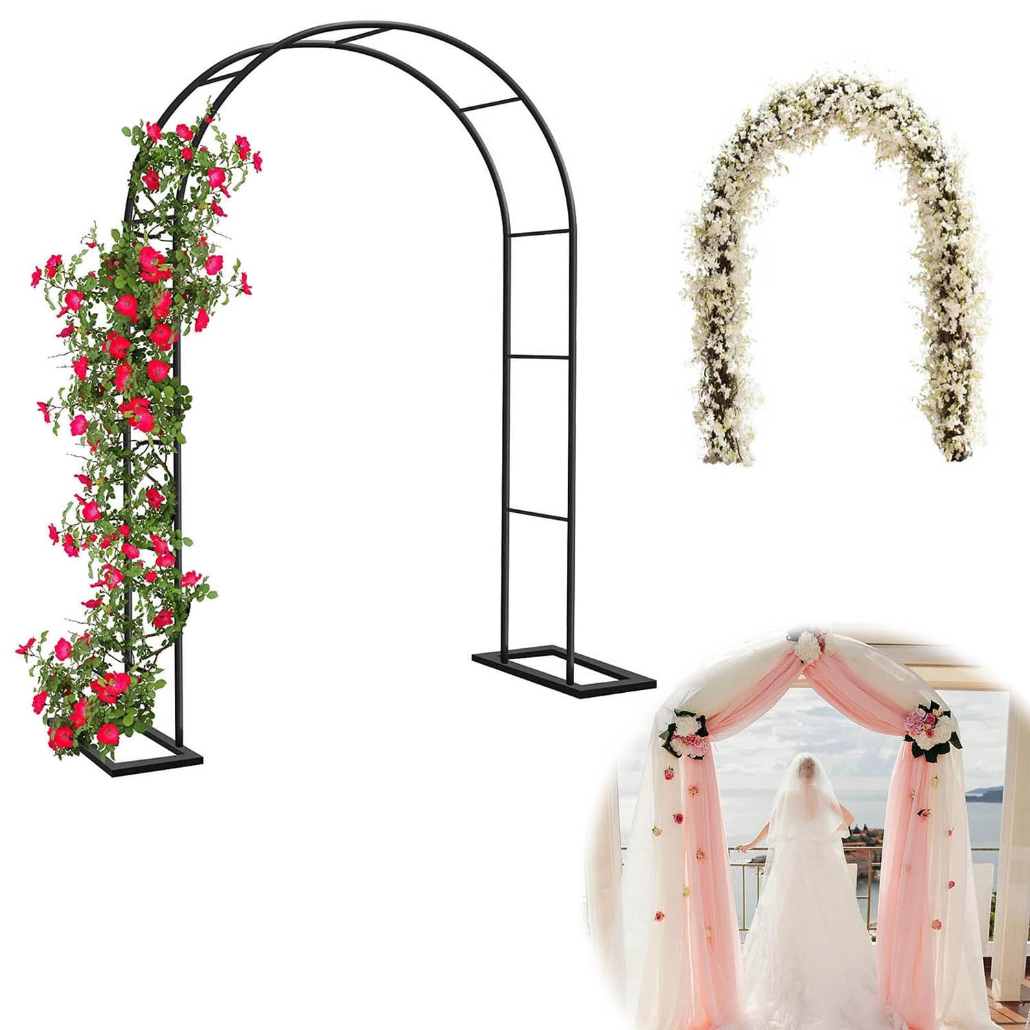 Arche de jardin en métal 180x220 cm résoud le manque de support floral