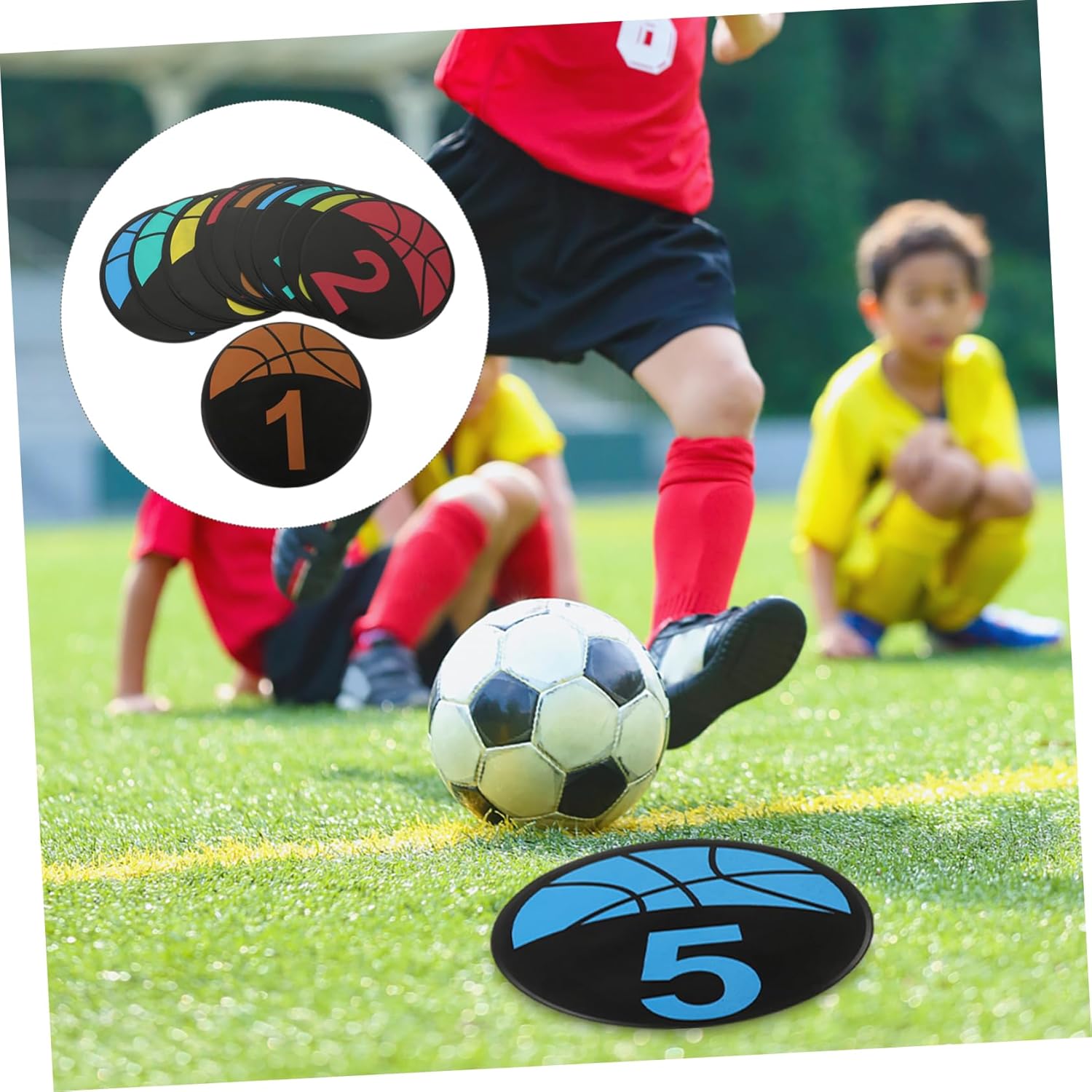 10pcs Football Training Markers Non- Soccer Sign Discs for Agility Drills and Daily Use for Boys and Girls Soccer and Basketball Training Lightweight and