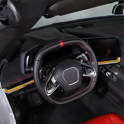 Miniatura 3 de CHEAYAR Adhesivo suave de fibra de carbono real 3D para tablero de instrumentos de automóvil, compatible con Corvette C8 Stingray Z06 Z51 2020 2021