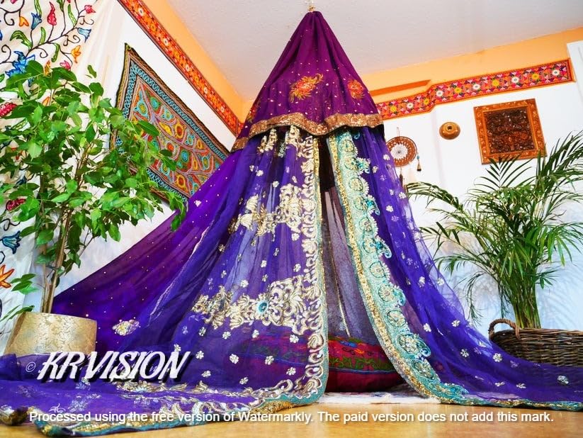 KR VISION Boho Canopy - Saree Tent - Bed Canopy | Bohemian...