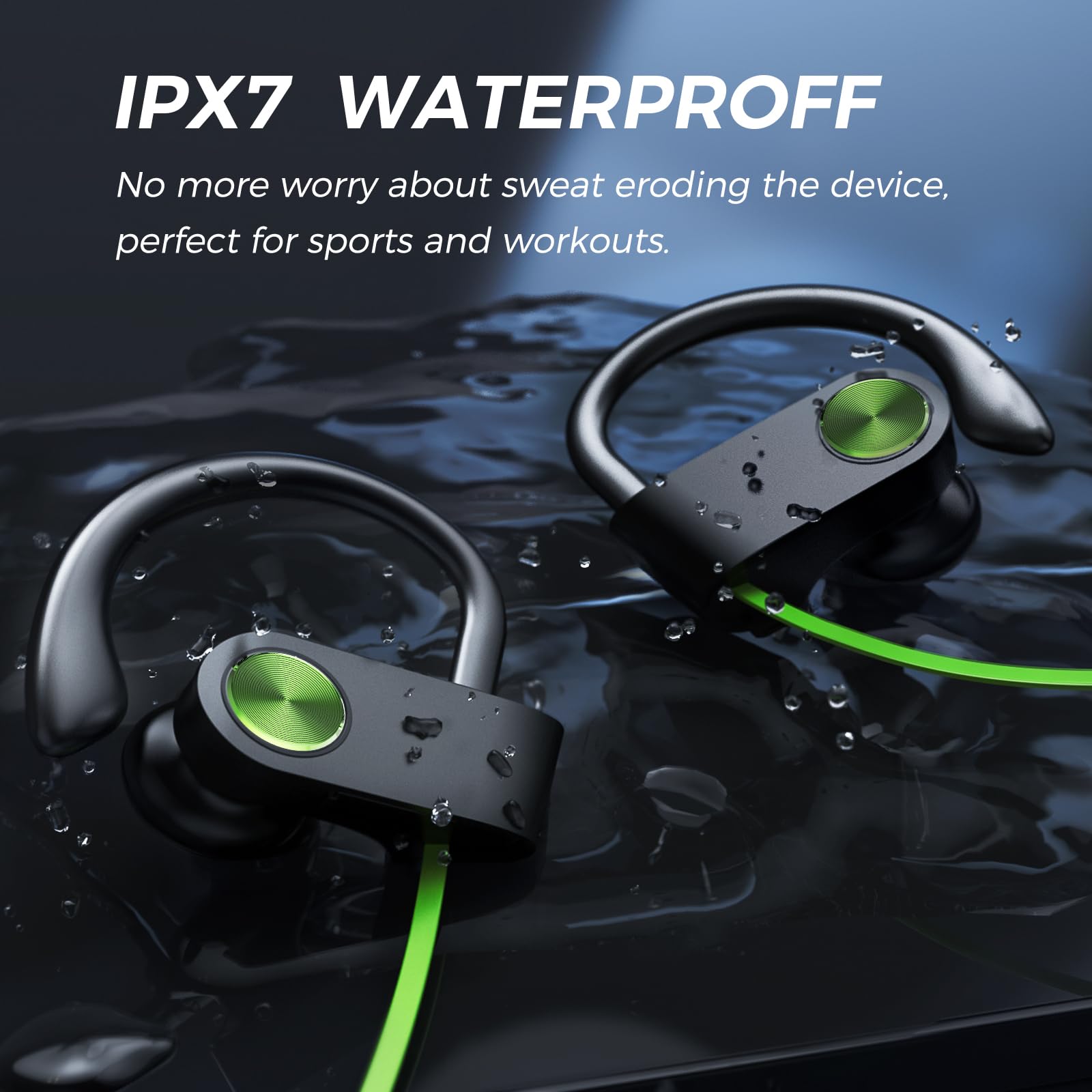 TONEMAC U8 Cuffie Bluetooth Sport,Auricolari Bluetooth con Filo,Cuffie Sportive Bluetooth 5.3 con Microfono,Cuffie Running Bluetooth in Ear con Filo,15 Ore di Ascolto,IPX7,per Jogging,Palestra,Verde
