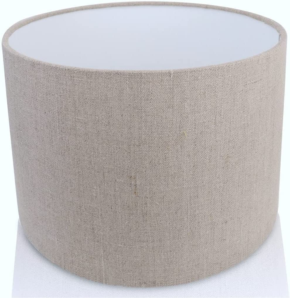 Furniture Checklist Natural Linen Zana 100% French Cylinder/Drum Lampshade/Pendant Shade/Ceiling Lampshade/Table Lamp Shade/Floorlamp Light And Dark Weave (10'' (25Cm))