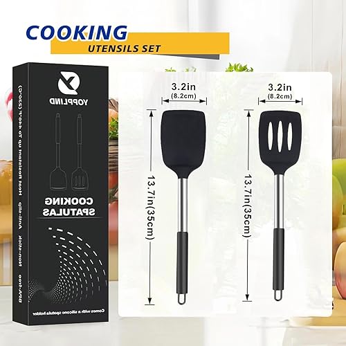 Miniatura 7 de Juego de espátulas de silicona de 3 piezas, resistentes al calor, antiadherentes, sin BPA, para huevos, panqueques, pescados, woks, incluye