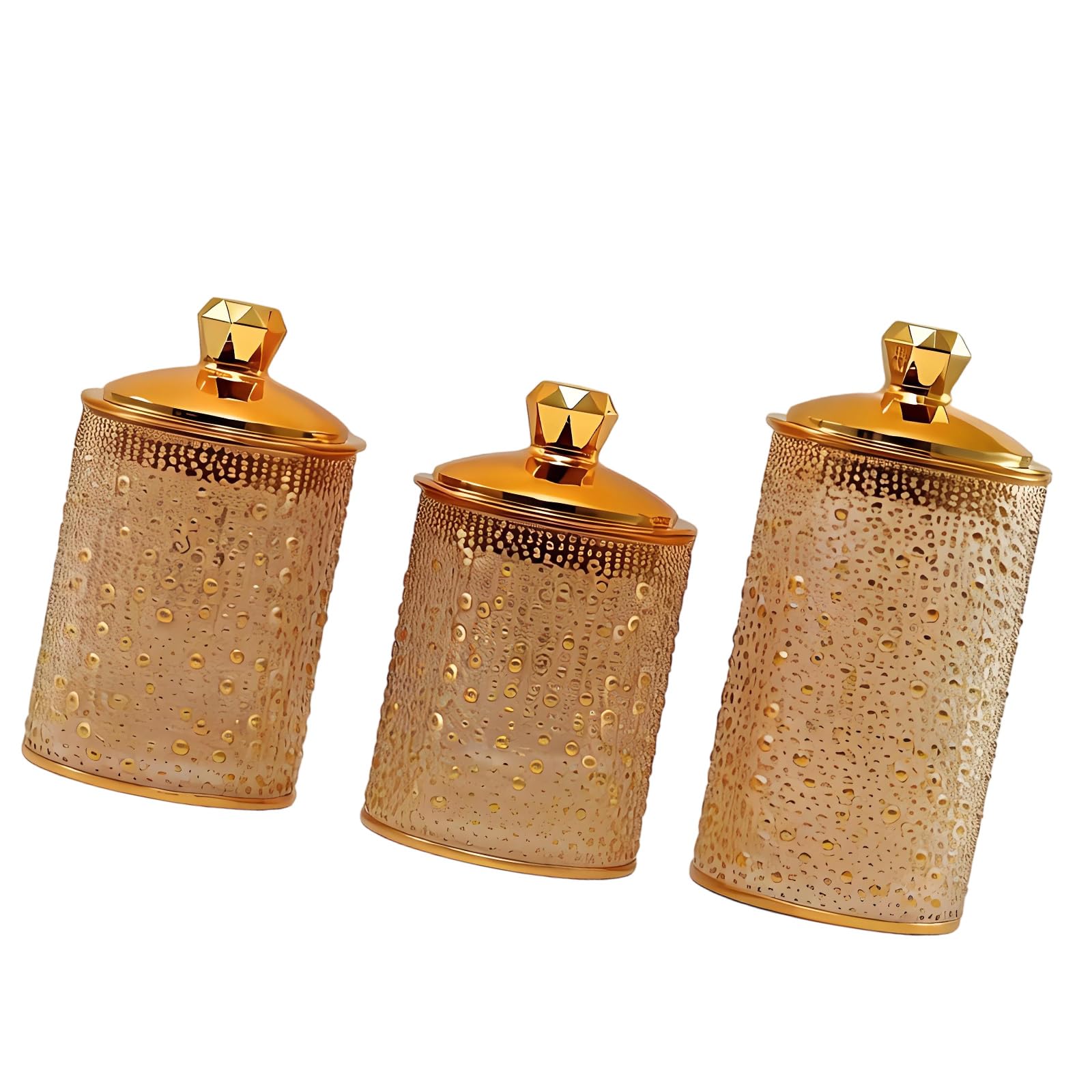 Kahdgss Gold Of 3 Coffee Canister Accented Jars With Tight Seal Ideal For Preserving Nut And Baking Supplies Transparency Organizers Jars
