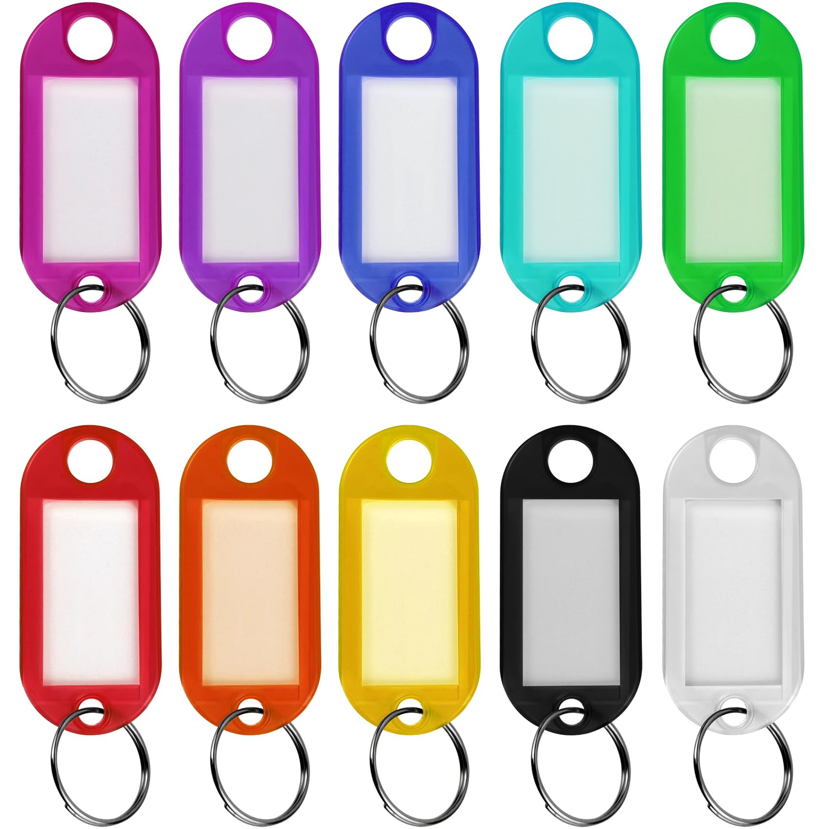10 Pcs Key Tags, 10 Assorted Colour of Key Tags with Ring, Item Identifiers Markers with Blank Paper Labels (10)