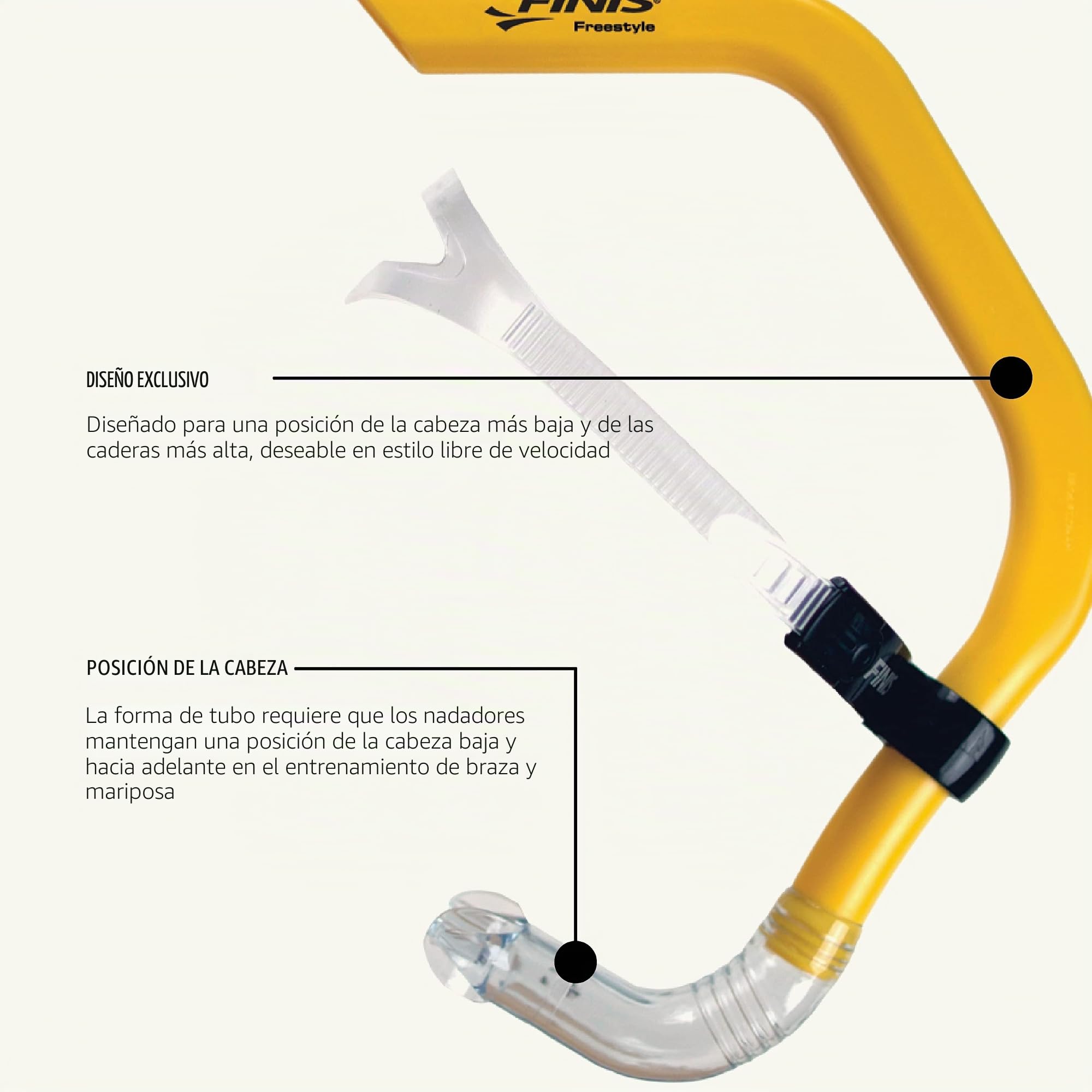 Finis - Tubo de respiración para natación freestyle, color amarillo