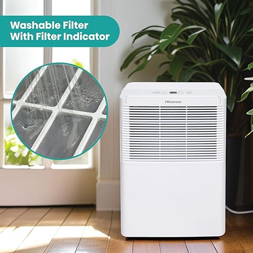Miniatura 8 de Hisense Energy Star - Deshumidificador portátil de 25 pintas con apagado automático, deshumidificador para el hogar y absorbente de humedad para