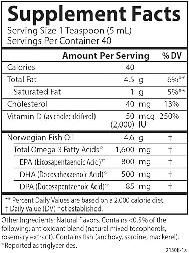 Miniatura 3 de Carlson - El aceite de pescado más fino + D3, 1600 mg de omega-3, 50 mcg (2000 UI) de vitamina D3, aceite de pescado líquido y suplemento D3,