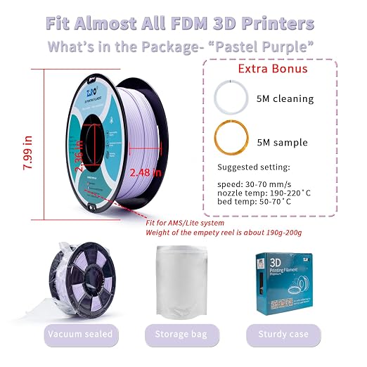 Filamento PLA ZIRO Pastel Morado Mate 1.75mm 1kg miniatura 5