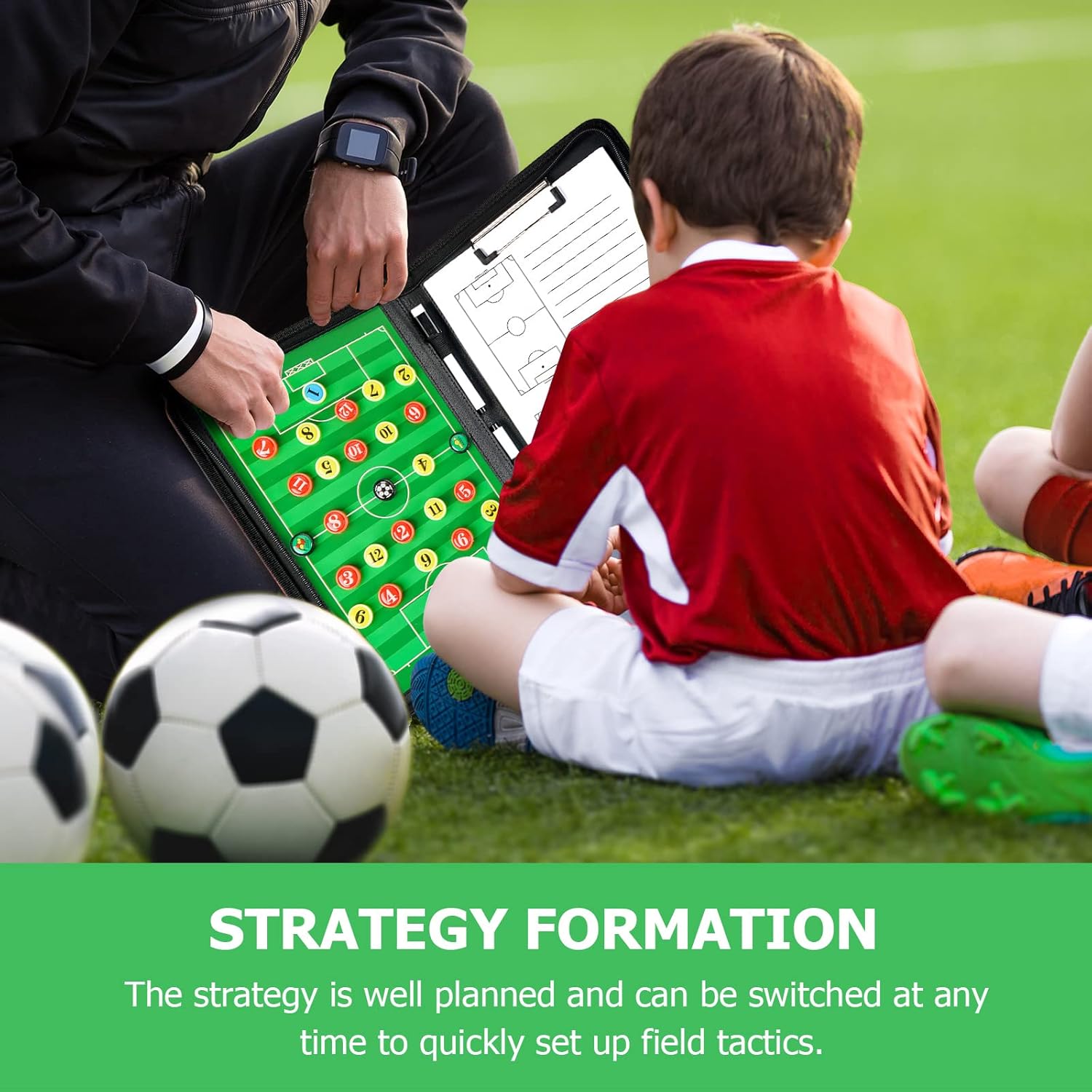 FantasyDay Soccer Coaching Tactical Board, Portable Magnetic Football Coach Blackboard Futsal Tactics Strategy Board - Sport Gift Training Assistant Equipment KIt with Player Markers, Pen and Eraser
