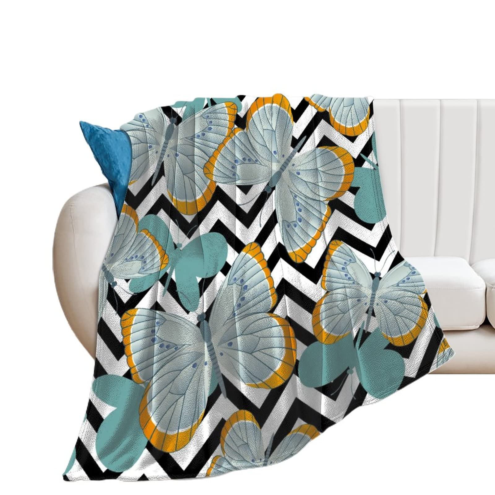 Couverture polaire papillon en flanelle 100x130cm pour lit et canapé