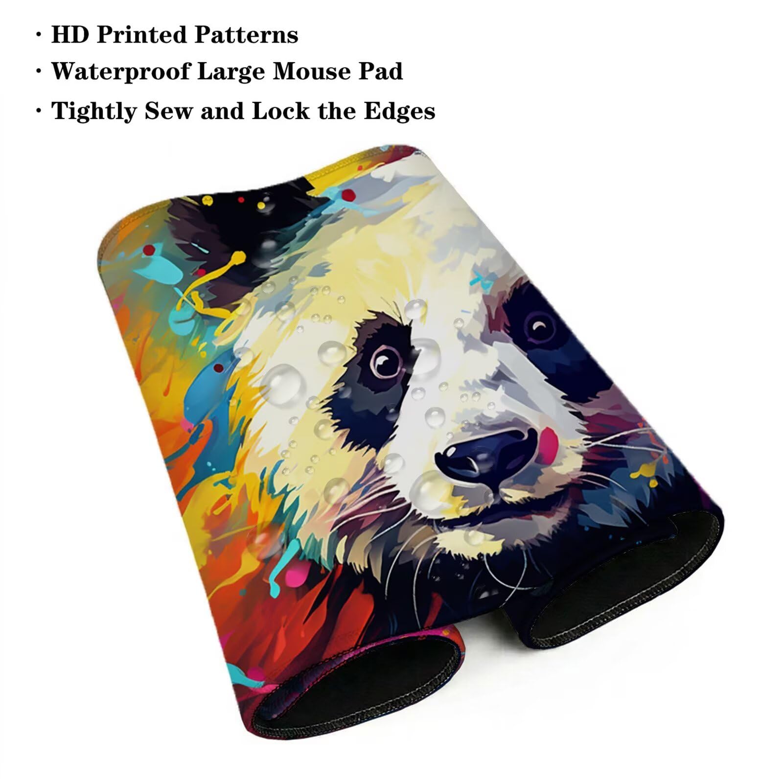 Tappetino Mouse XXL 1200 x 600 x 3 mm, Sottomano Scrivania, Colore Grande Tappeto da Tavolo con Base in Gomma Antiscivolo e Bordi Cuciti, per Ufficio/Computer/Gaming, Regalo (Panda Gigante) L-x649