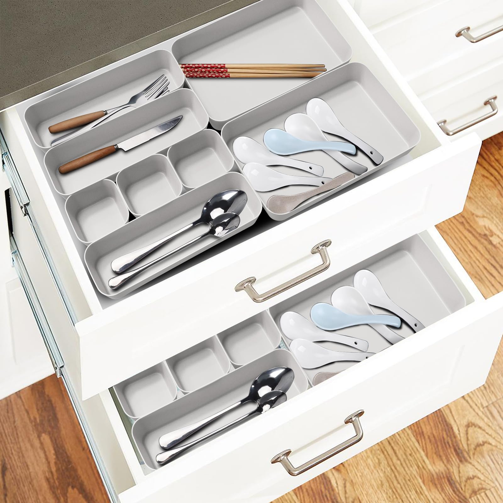 Cajones organizadores caja organizadora cajones sistema de organización 16 unidades cocina baño cosméticos almacenamiento especias organización Drawer plástico oficina escritorio separador con