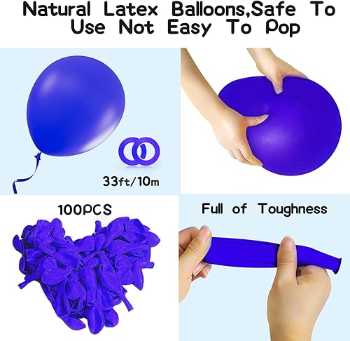 Miniatura 3 de EMART 100 globos azul rey de 12 pulgadas con cinta, helio de látex para cumpleaños, boda, baby shower, graduación, decoración de Navidad