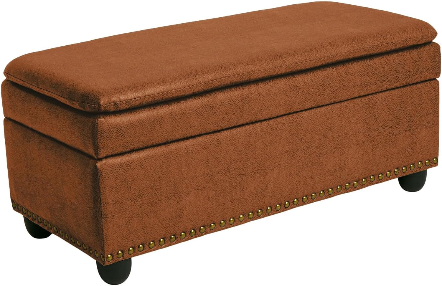 BrylaneHome 400 Lbs. Weight Capacity Extra Wide Studded Ottoman - Blue Haze