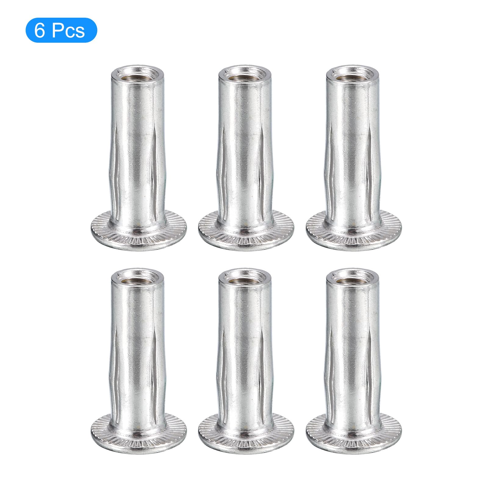 uxcell M6 Multi-Grip Rivet Nuts, 10pcs Pre-Bulbed Shank Flat Head Threaded Insert Nut 304 Stainless Steel Plus Nuts for Construction Industrial uxcell M6 Multi-Grip Rivet Nuts, 10pcs Pre-Bulbed Shank Flat Head Threaded Insert Nut 304 Stainless Steel Plus Nuts for Construction Industrial