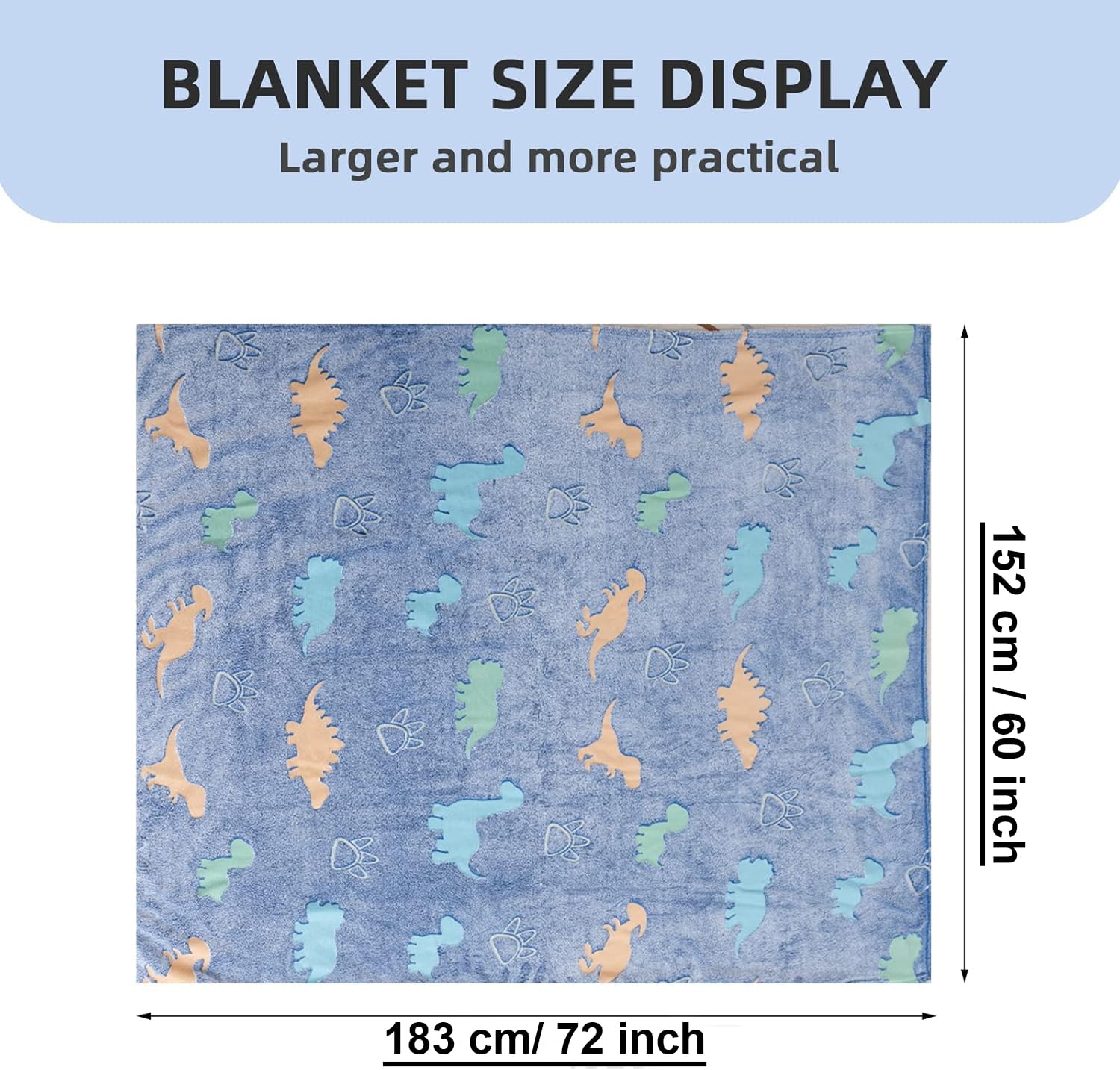 EXILOM Glow in The Dark Blanket for Kids, 200x152 Cm, Unicorns Gifts for Girls, Soft Kids Blankets for Christmas Birthday, Cozy & Warm All-Season Glow Blanket Ideal Gift for Boys & Girls (Blue) 2