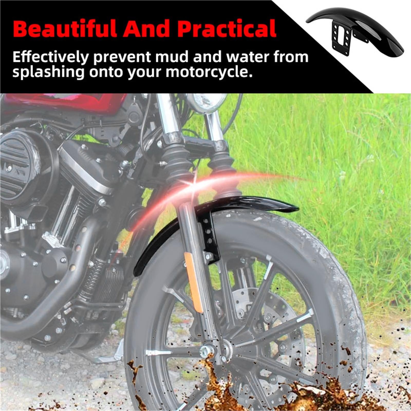 Moto Parafango Anteriore Copertura Della Protezione Nero Lucido Accessori Per Harley Sportster Ferro 1200 XL 883 XL1200 48 72 1988-up