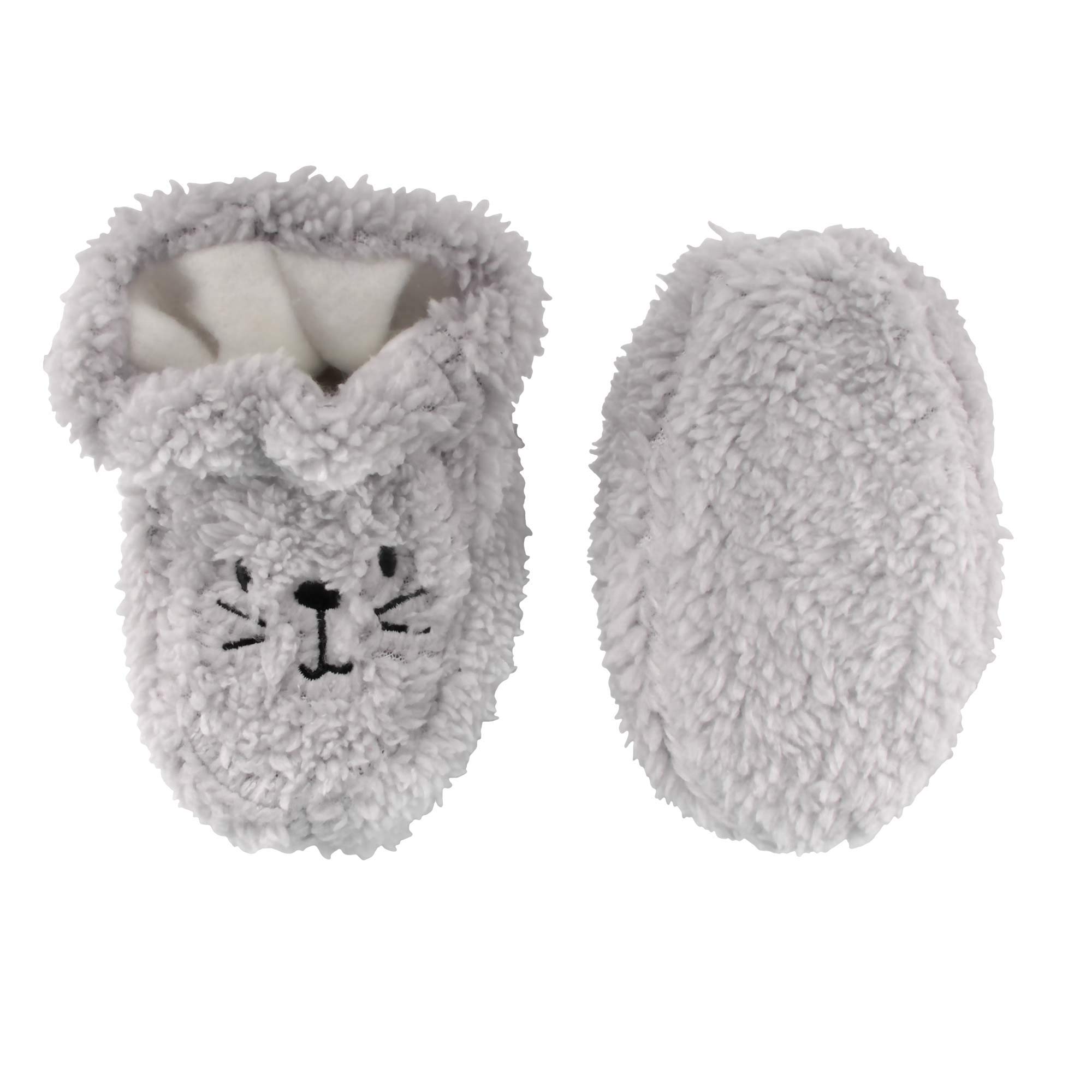 BambooMN Infant Toddler Grey Soft Furry Plush Cozy Fuzzy Booties Slippers, 15-18 Months, Color 24