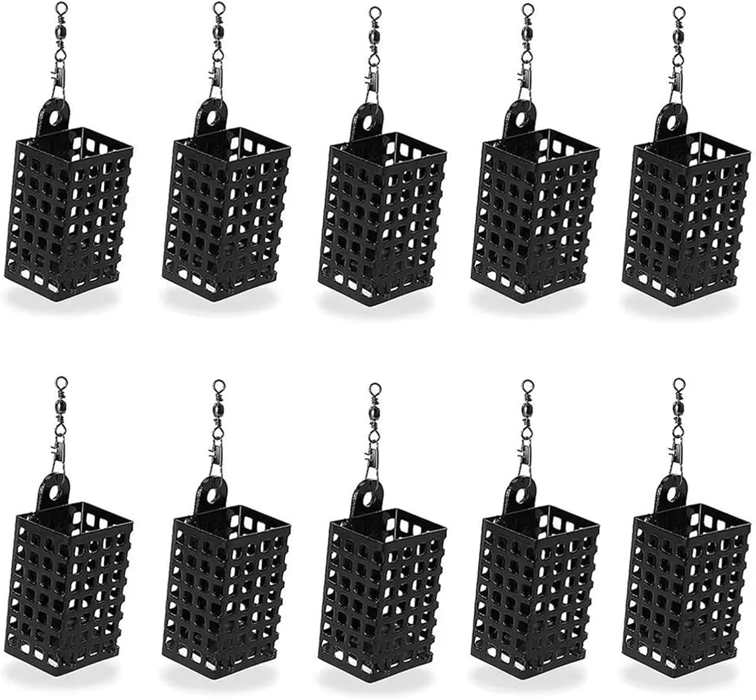 8Pcs Round Square Fishing Feeder Cage Fishing Tackle 20g-60g Fishings Lure Cage Stainless Steel Portable Trap Bait Basket