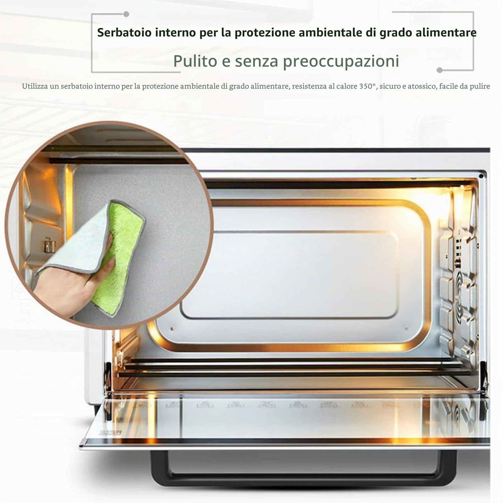 Forno friggitrice ad aria di grande capacità con 4 modalità di cottura e controllo della temperatura indipendente, ideale per uso familiare e ristorante